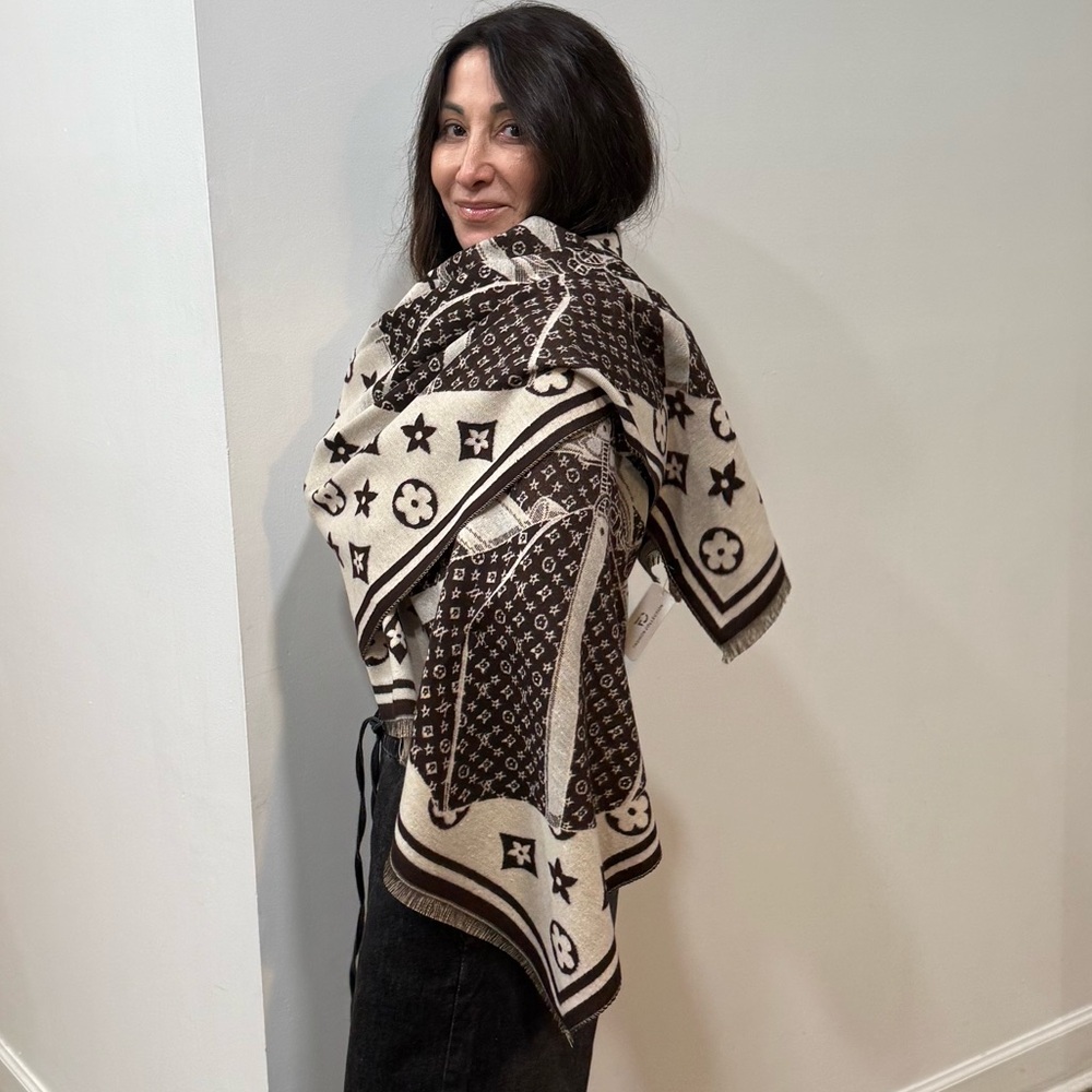 Designer Style Brown and Cream Scarf